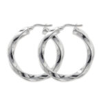 Silver Twisted Shiny Hoop Earrings