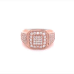 Mens VS1 Diamond Rose Gold Signet Ring - 1.19 ct