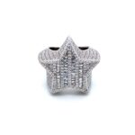Sterling Silver 925 Baguette Star Ring Iced Out - SR0048