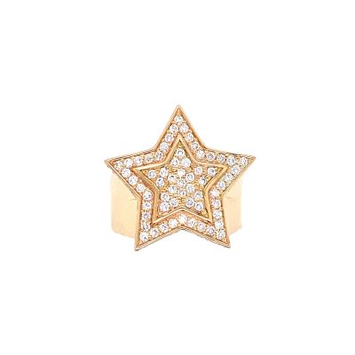 9k and 18k Yellow, white and rose gold diamond star ring solid for men.