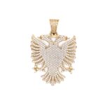 14k Yellow Gold Albanian Eagle Pendant With Cz Stones