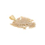 14k Yellow Gold Albanian Eagle Pendant With Cz Stones - Image 2