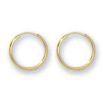 9k Yellow Gold Plain Sleepers Hoop in 9 Sizes - 1.5 mm - Image 2