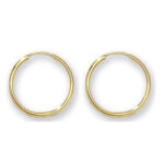 9k Yellow Gold Plain Sleepers Hoop in 9 Sizes - 1.5 mm - Image 3