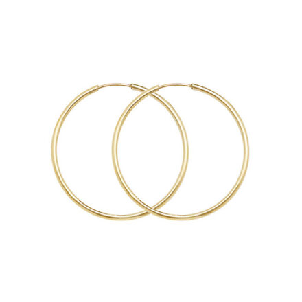 9k yellow gold solid hoop sleepers hoops for men women and kids 2 mm wide in all sizes.
