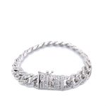 925 Sterling Silver Round & Baguette Cuban Bracelet - 12 mm - Image 2