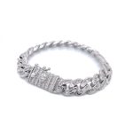 925 Sterling Silver Round & Baguette Cuban Bracelet - 12 mm - Image 3
