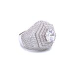 925 Sterling Silver Iced Out Hexagon Ring - SR0050 - Image 3