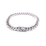 925 Sterling Silver Squared Iced Out Cuban Bracelet - 8 mm - Image 2