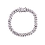 925 Sterling Silver Baguette Cuban Bracelet - 8 mm
