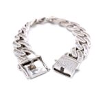 Sterling Silver Round & Baguette Cuban Bracelet - 15 mm - Image 3