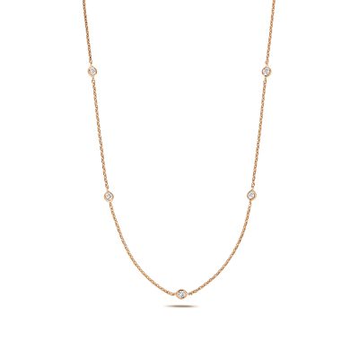 18k rose gold womens necklace set with 0.35 ct SI diamonds in 17 inches for women.
