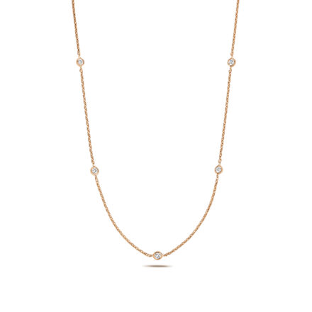 18k rose gold womens necklace set with 0.35 ct SI diamonds in 17 inches for women.
