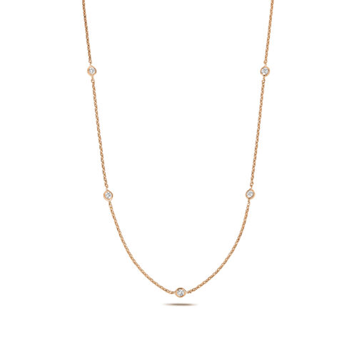 18k rose gold womens necklace set with 0.35 ct SI diamonds in 17 inches for women.