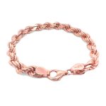 Solid Rose Gold Italian Rope Bracelets, 7 mm wide with a safety lobster clasp