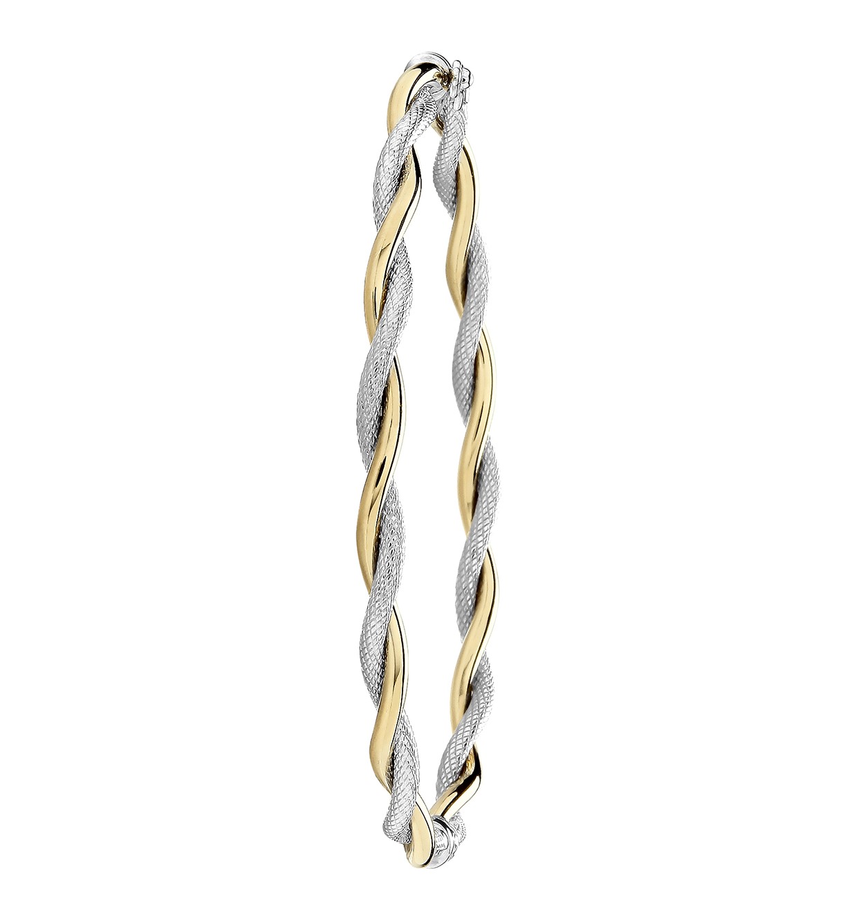 9k White & Yellow Gold Twisted Two Colored Ladies Bangle - 367WY - Image 1