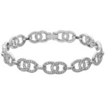 925 Sterling Silver Stone Set Double Circle Bracelet - 8 mm