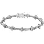 925 Sterling Silver Stone Set Flower Shaped Bracelet - 8 mm