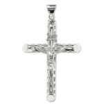 925 Sterling Silver Patterned Cross Pendant - 76x46 mm
