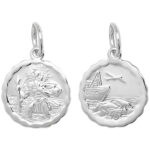 925 Sterling Silver Patterned Double Sided St Christopher Pendant - 3 sizes