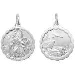 925 Sterling Silver Patterned Double Sided St Christopher Pendant - 3 sizes - Image 3