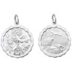 925 Sterling Silver Patterned Double Sided St Christopher Pendant - 3 sizes - Image 2