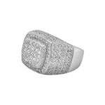 Sterling Silver Signet or Pinky ring, with high quality colorless cubic zircoina stones. 