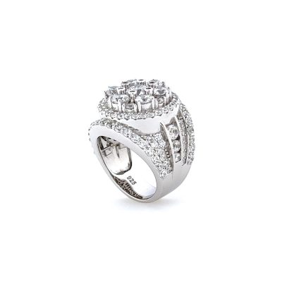 Men's Black Plated Micro-Pave Cubic Zirconia Ring - Iced Out Square Top Design, Size 7 - View #10
