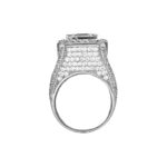 925 Sterling Silver Ring, Iced Out Tower Ring with White cubic zirconia stones and baguette stones.