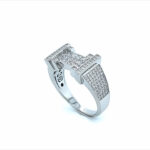 Stone Set Signet Cz Silver Ring - SR00121