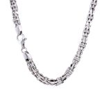 925 Sterling Silver Stone Set Cz White Gold Plated Cage Chain - 6 mm
