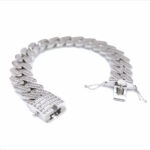 925 Sterling Silver Iced Out Baguette Cuban Bracelet - 15.50 mm