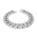 925 Sterling Silver Iced Out Baguette Cuban Bracelet - 15.50 mm - Image 2