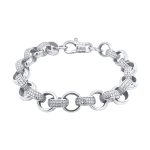 Stone set Belcher bracelets in 9k White Gold, 10 mm wide, available in different lengths