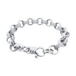 Stone set Belcher bracelets in 9k White Gold, 10 mm wide, available in different lengths