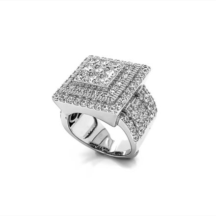 This bold 925 Sterling Silver Square-Shaped Ring is iced out with high-quality, colorless cubic zirconia stones, delivering a stunning sparkle and luxurious finish. The sleek square design is both modern and eye-catching, making it a perfect statement piece for any occasion. Crafted from premium sterling silver, this ring offers durability and style, while the intricate setting of the cubic zirconia ensures a radiant and glamorous look. Ideal for those who want to make a bold fashion statement with a touch of elegance.