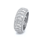 Sterling Silver 925 Baguette Band Iced Out, with high quality colorless cubic zircoina stones. 