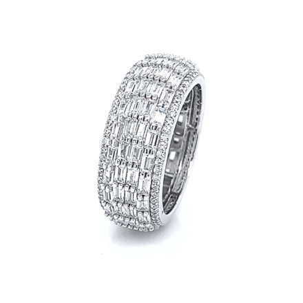 Sterling Silver 925 Baguette Band Iced Out, with high quality colorless cubic zircoina stones. 