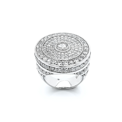925 Sterling Silver Ring, Iced Out Champions Ring with White cubic zirconia stones placed all around the top of the ring. The ring has a flat design on top with a big Cubic zirconia (Cz) stone.