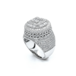 925 Sterling Silver Ring, Iced Out Champions Ring with White cubic zirconia stones and Baguette Stones Placed uniquely around the top of the ring.