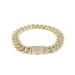 9k Yellow Gold Diamond Cuban Bracelet 8.14 ct - 12 mm - Image 3