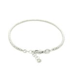 14k White Gold Solid Plain Ball Bracelet 6.5 to 7.5 inches - 2 mm - Image 2