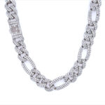925 Sterling Silver Iced Out Cuban Figaro Chain - 10 mm