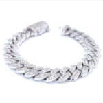 9k White Gold Baguette And Round Diamond Cuban Bracelet 10.80 ct - 13 mm - Image 2