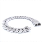 9k White Gold Baguette And Round Diamond Cuban Bracelet 10.80 ct - 13 mm - Image 3