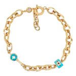 14k yellow gold oval belcher charm bracelet for women and ladies.