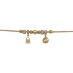 14k yellow gold solid charm bracelet for women with charms and cubic zirconia stones.