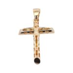 9k yellow gold solid crucifix cross pendant for men women and kids. Available in Medium and large size.