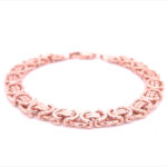 9k Rose Gold Flat Byzantine Bracelet - 9 mm