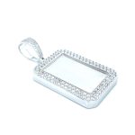 925 Sterling Silver Double Row Stone Set Square Picture Pendant - Large Size - Image 2